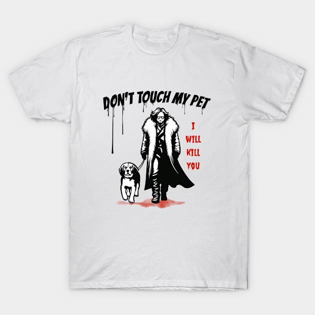 Don't Touch My Pet - Assassin and Beagle dog T-Shirt by Nine Tailed Cat